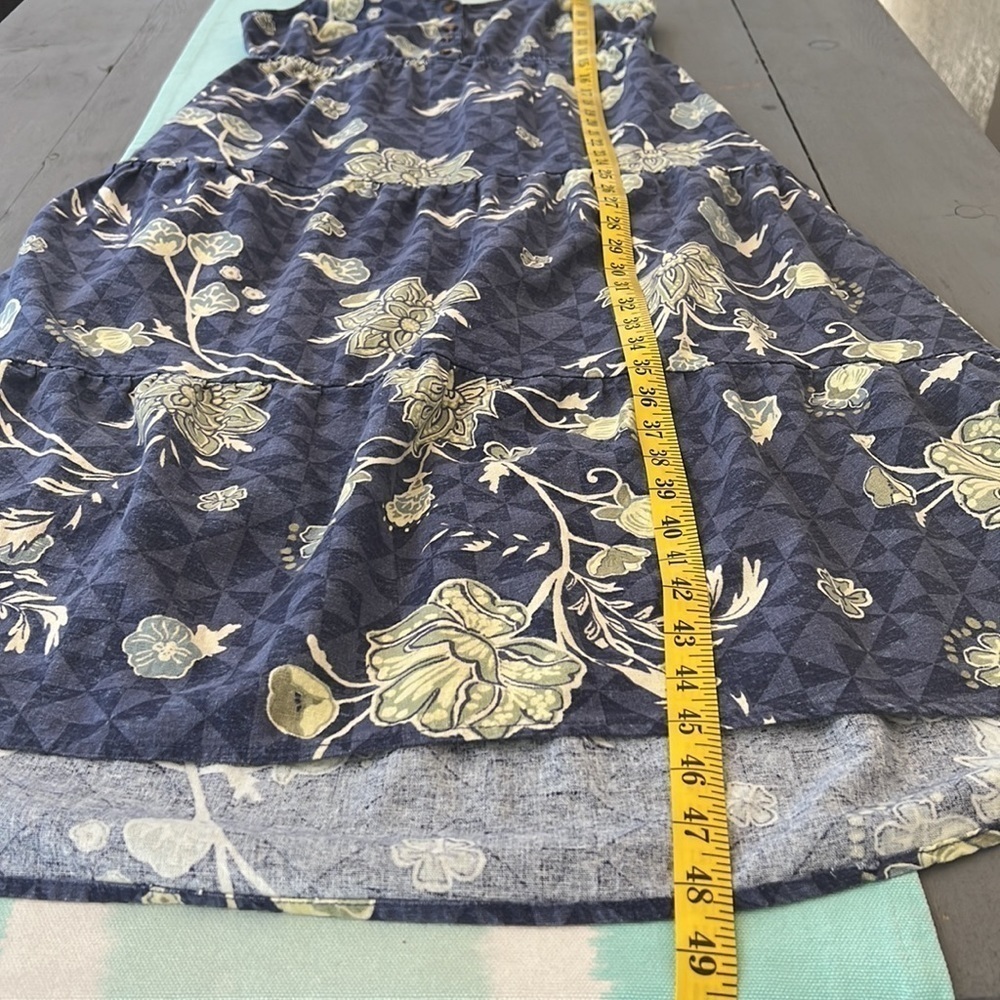 Sonoma Linen Blend Floral Midi Maxi Sundress Blue Sleeveless Small - Picture 12 of 12